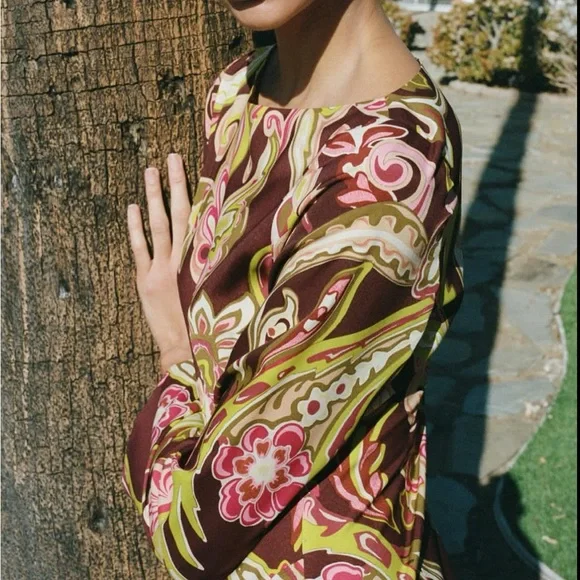 Zara NWT printed midi dress long sleeve 2459/127 - Picture 5 of 6